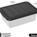 2-Pack 14 Quart Clear Plastic Latching Storage Box, Heavy-Duty Organizing Containers for Closet, Bedroom, Office