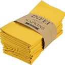 Solid Color Cotton Blended Dinner Cloth Napkins - Set of 12 (17 x 17 inches) - for Events & Home Use (Yellow)