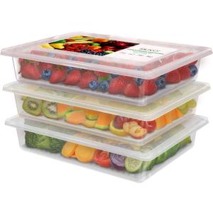 SILIVO Fridge Produce Saver Containers (3 Pack) - 2.5L Drain Tray Keeps Veggies, Fruits, Lettuce Fresh