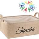 Newtay 17 Pcs Snack Basket Sets, Snack Storage Bin for Pantry Shelves with 16 Pcs 2 Inch Chip Clips, Basket Organizer for Kitchen Home, Chips, Popcorn, Candy, Pretzels(Burlap,Khaki)