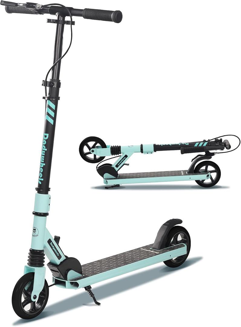 Kids Kick Scooter for Ages 6-12, Teens and Adults - Foldable & Lightweight with Light Up Wheels, Adjustable Handlebar, Dual Brakes (Hand & Foot), 220 lbs Capacity