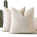 18x18 Boucle Throw Pillow Covers, Set of 2, Beige