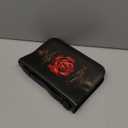 Talayituse Red Rose Floral Pattern Faux Leather Bible Cover for Men Boys Women Girls Christian Bible Case with Handle Carrying Book Case Protector Bible Tote Handbag Gifts, M