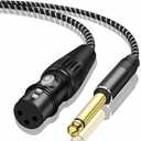 Female XLR to 1/4 Inch (6.35mm) TS Mono Jack Microphone Cable, 3.3FT Unbalanced 3 Pin XLR Female to Quarter inch TS Male Mic Cord for Dynamic Microphone Guitar Mixer