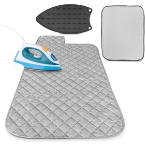 Portable Ironing Mat for Table Top - 39.8" X 18.3" Ironing Pad for Table with Magnetic Edges & 4-Layer Heat Protection, Silicone Iron Rest Pad - Foldable Fabric Mat for Washer, Dryer & Countertop