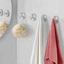 STWWO Suction Cup Hooks for Shower, Bathroom, Hanging Towels, Loofah, Robe, Mounting on Shower Glass Doors, Tile, Mirrors, Brushed Nickel, Rubber Suction Cup, 4-Pack