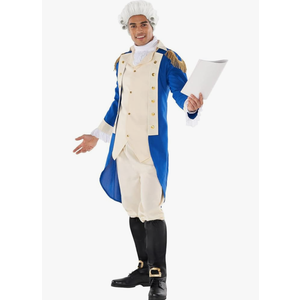 Morph George Washington Costume For Adults With Wig - Colonial Men’s Costume - Historical Dress Up Outfit XL