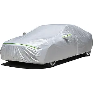 Favoto Sedan Car Cover Waterproof All Weather for Automobiles 6 Layers Heavy Duty Outdoor Rain Sun Snow Protection with Zipper Inner Cotton Universal Fit for Sedan (177-194 inch)