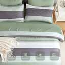 Andency Full Size Comforter Set Sage Green - 7 Pieces Green Striped Lightweight Bed in a Bag, Soft Reversible Bedding Set with Comforter, Fitted & Flat Sheet, Pillowcases & Shams