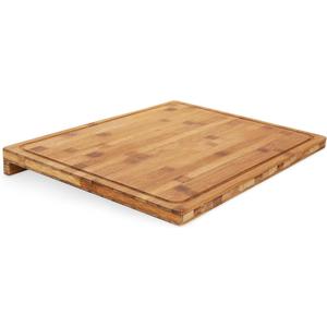 Camco Bamboo Cutting Board with Counter Edge | Perfect for Vegetables, Fruits, Meats, and Cheeses | Measures 18-inches x 14-inches x 1-3/4-inches (43545), Brown