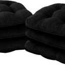 Chair Cushions for Dining Chairs Set of 6, Kitchen Chair Cushions, Chair Pads with Ties and Non Slip Backing, Tufted Memory Foam Seat Cushion 6 Pack, 15.5" x 15.5" x 4", Black
