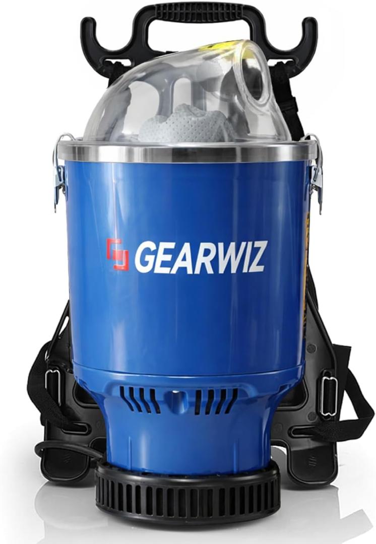 Gearwiz Backpack Vacuum Cleaner – 1000W Shoulder Vacuum with 25KPA Suction, Bagged or Bagless Use, Adjustable Harness, Double Filtration, Washable Dust Bag & Tools for Home, Office, Stairs & Cars