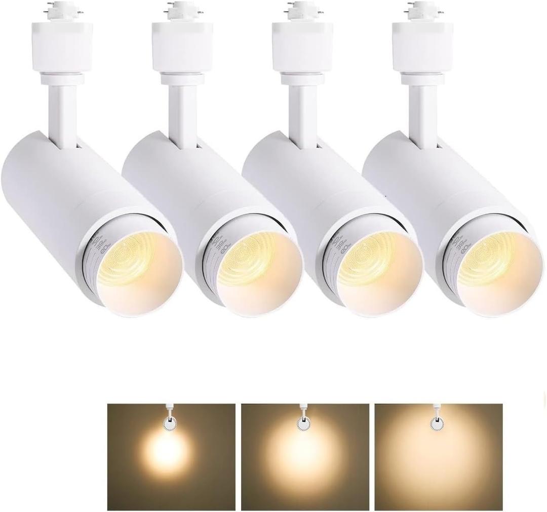 12W Zoomable Track Lighting Heads,H Type Track Light Heads for Accent Retail Artwork,Dimmable LED H Track Lighting 4000K Daylight 110V,15 to 60 Beam Angle 4 Pack (White)