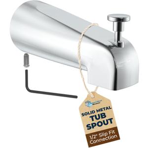 HammerHead Showers All Metal Tub Spout with Diverter, Slip On Bath Tub Spout for  Copper Pipe, Easy Install Bathtub Faucet, Chrome