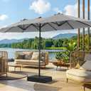 SUPERJARE 13FT Outdoor Patio Umbrella with Base Included, Double Sided Pool Umbrellas with Fade Resistant Canopy, Large Table Umbrella for Deck, Market, Backyard - Gray