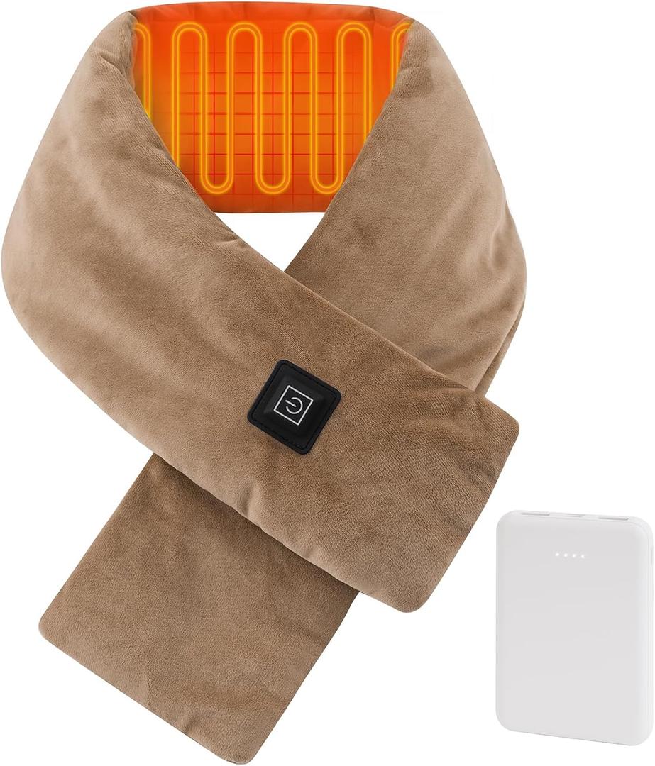 Neck Heating Pad Cordless, Rechargeable Heated Scarf with 5000mAh Power Bank, Portable Neck Warmer with 3 Heating Levels, Heating Pad for Neck Pain Relief and Muscle Relaxation
