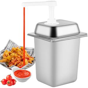 3.4Quart Sauce Pump Dispenser Condiment Dispenser with 2 Pumps, Pump Dispenser for Syrup Ketchup Dressing BBQ Sauce