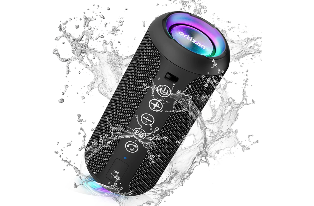 Ortizan Portable Bluetooth Speaker (1nd Gen), IPX7 Waterproof, Wireless, Big Sound and Deep Bass, TWS Pairing, 30Hrs of Playtime, Valentines Day Gifts for Him, Birthday Gifts for Men Women - Black