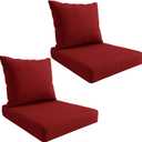 Outdoor Deep Seat Cushion Set, Weatherproof and Fade-Resistant Patio Chair Cushions, 24x24x4 in, 2-Piece Set, with Non-Slip and Outdoor Cushions, Suitable Chairs and loveseats (Wine Red)