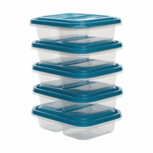 5 Pack 2-Compartment Reusable Snack Containers with Lids, Snack Packs for Food Storage Meal Prep On-the-Go Snacking. Blue Lids 5 Pack 2-Compartment Reusable Snack Containers with Lids, Snack Packs for Food Storage Meal Prep On-the-Go Snacking. Blue Lids