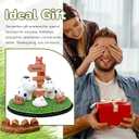 CusDusk Cow Farm Car Dashboard Decor Set, Simulation Miniature Farm Cow Resin Animal Figurines Ornaments with Round Grass, Automotive Interior Accessories for Vehicles, SUV, Truck, Van