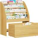 Lkeiyay Montessori Kids Bookshelf and Toy Storage Organizer (Natural), 27.56 inches x 13.78 inches x 34.33 inches