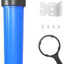 WHB20 20"x4.5" Whole House Water Filter Housing, Fit Sediment etc Filters for Well and City Water, Big Filter Blue Pre-Filtration System for Home, 1" NPT Port, Pressure Release