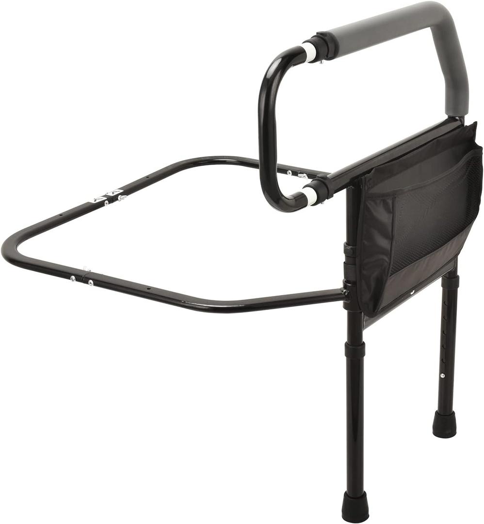Sangohe Bed Rail for Elderly, Bed Assist Grab Bar Handle with Storage Pocket, Safety Bed Rails for Elderly Adults Getting in & Out of Bed at Home and Dorm - Fit King, Queen, Full, Twin (With Legs)