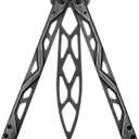 Kershaw Balanza Flipping Butterfly Trainer Knife, BlackWash Design, 4.3 Inch Rounded Stainless Steel Drop Point Blade, EDC Knife with Manual Opening, Butterfly Pocket Knife for Men and Women