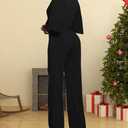 BessCops Womens Loose Short Sleeve Belted Wide Leg Pant Romper Jumpsuit Casual Business One Piece Outfits (Black, M)