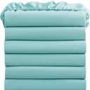 FreshCulture Queen Fitted Sheets, Bulk Pack of 6, Deep Pocket, Soft Microfiber Bottom Sheets for Home, Salons, Hotels, Queen Size Fitted Sheets Only (Spa Blue)