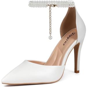 Dipyrne Women's High Heels Closed Pointed Toe Sexy Lace Up Wedding Evening Dress Pumps Shoes Size 7