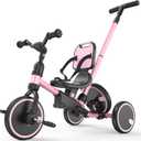 besrey 5-in-1 Toddler Tricycle with Push Handle, Grow with Me Kids Trike for 1-3 Years, Balance Bike & Tricycle, Adjustable Parent Steering, Safety Seat with Backrest