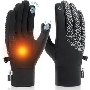 Benirap Winter Gloves Touchscreen Windproof Thermal Gloves Men Women Cycling Running Climbing Skiing Driving Gloves (Large, Black-06)