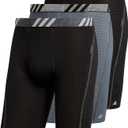 adidas Men's Performance Mesh Long Boxer Brief Underwear (3-Pack), For Active Sport And All Day Comfort (Large, Black/Onix Grey/Black)