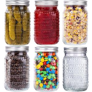 WELLIFE Mason Jars 32 oz, 6 Pack Quart Mason Jars Wide Mouth for Pickling,Canning, Decoration, Fermenting and Food Storage,Microwave & Dishwasher Safe