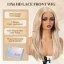 BLONDE UNICORN Blonde Wig 13x6 HD Lace Front Wig Long Straight Layered Synthetic Lace Front Wig Pre Plucked Glueless Wig for Women Daily Party Use 22IN