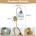 KCO Lighting Brushed Gold Wall Sconce Light Set of 2 Vintage Green Glass Wall Sconce Modern Globe Bathroom Vanity Light Fixture for Stair Corner Hallway