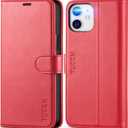 TUCCH Wallet Case for iPhone 12 Pro/12 5G, RFID Blocking Card Slot Stand [Shockproof TPU Interior Case] PU Leather Magnetic Protect Flip Cover Compatible with iPhone 12/12 Pro 6.1-inch, Red