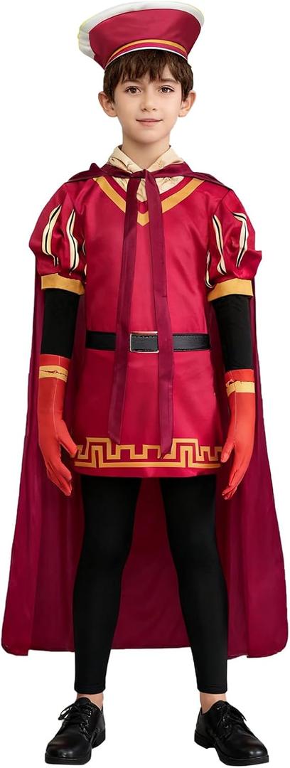 Uisozsfeb Men & Kids Classic Role Lord Costume Halloween Cosplay Red Cloak Top Costumes Robe Cape, (Small)