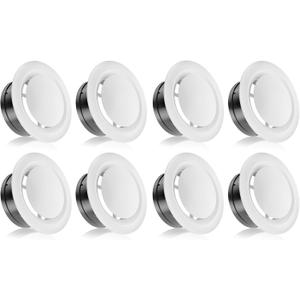HG Power 6 Inch Soffit Air Vent Cover Adjustable - 8 Pack White ABS Round Ceiling Vent for Living Room, Attic, Bathroom, Kitchen Ventilation - Opening Size 5.66"