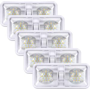 Kohree RV Lights Interior, Upgrade 800 Lumens RV LED Ceiling Lights, 12V RV Lights Fixture with ON/OFF Switch for RV Car Trailer Camper Boat, Natural White 4000-4500K, 48X5050SMD (5PCS) (A-5 Packs/Double Dome)