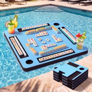 Foldable 33.5 in Floating Mahjong Table for Pool, 33.5 x 33.5 x 1.90 Inch