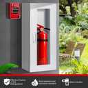 Fire Extinguisher Cabinet Wall and Surface Mount for 5-12 pounds Extinguisher, 23.6" H x 10.2" W x 6.7"D White Steel Fire Extinguisher Mount with Lock for Indoor Outdoor, with Full Clear Acrylic Door