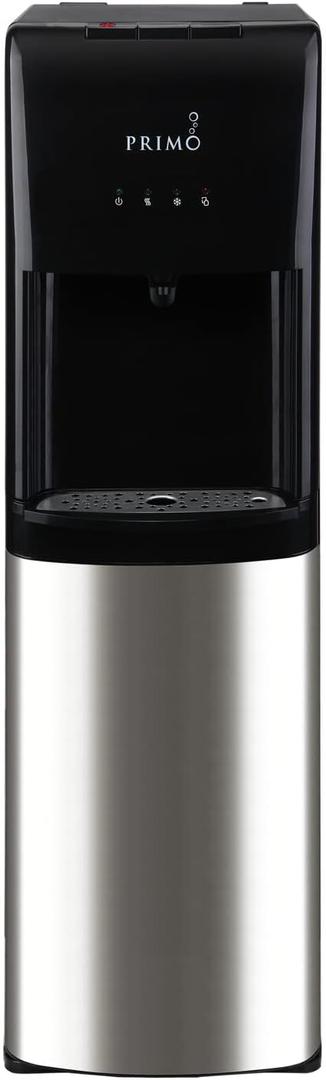 Primo Bottom-Loading Self-Sanitizing Water Dispenser, 3 Temp (Hot-Cool-Cold) Water Cooler Water Dispenser for 5 Gallon Bottle w/Child Safety Lock, Black and Stainless Steel