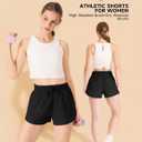 GAYHAY Running Shorts for Women - Athletic Quick Dry Sports Womens Shorts High Waisted Gym Workout Black Shorts with Pockets (Black, L)