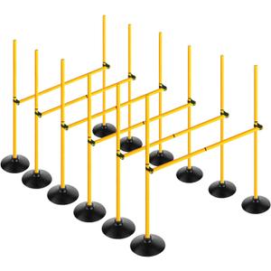 Voodans Adjustable Height Agility Hurdle Set Multi-Function Soccer Trainning Pole Set Coaching Sticks with Rubber Base (Pack of 6, 4.9 FT)