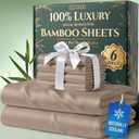 DECOLURE 100% Viscose Derived from Bamboo Sheets Queen Size - Luxury 6 Pc Naturally Cooling Sheets, Ultra Soft Bed Set - Deep 17" Pockets, Durable Double Stitching, Oeko Tex Standard (Taupe)