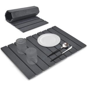 Large Stone Dish Drying Mat for Kitchen Counter, 24"16", Collapsible Quick Dry Dish Drying Mat, Ultra Absorbent Diatomaceous Earth Mats for Dishes Bottles Cups, Match Any Countertop - Dark Grey