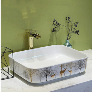 Countertop Basin Bathroom Countertop Ceramic Sink, Bathroom Single and Mixed Drain Set-Basin Only